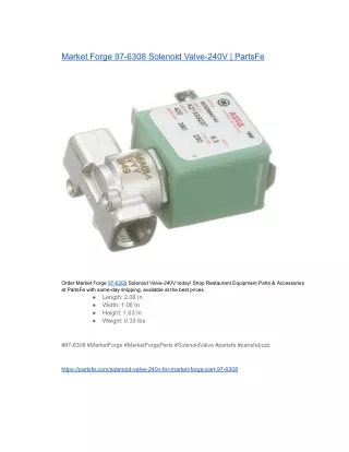 Market Forge 97-6308 Solenoid Valve-240V  PartsFe