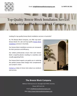 Top-Quality Breeze Block Installation Services in Australia - The Breeze Block C