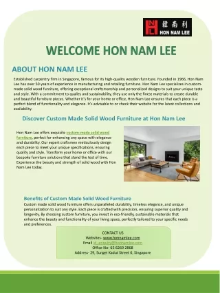 Unique Custom Made Solid Wood Furniture | Hon Nam Lee