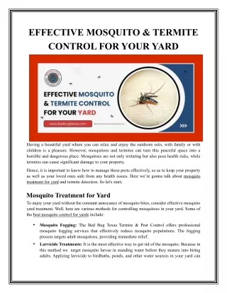 Effective Mosquito & Flea Treatment For Yard