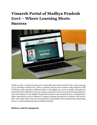 Vimarsh Portal of Madhya Pradesh Govt – Where Learning Meets Success