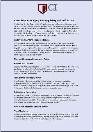 Alarm Response Calgary: Ensuring Safety and Swift Action