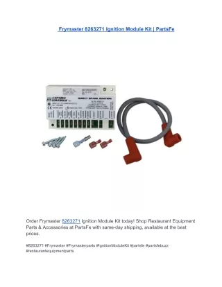 Frymaster 8263271 Ignition Module Kit  PartsFe