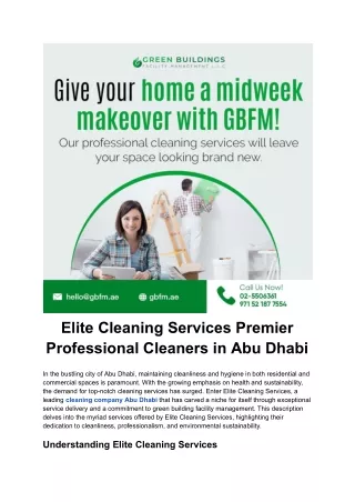 Elite Cleaning Services Premier Professional Cleaners in Abu Dhabi