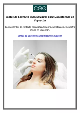 Lentes de Contacto Especializados para Queratocono en Coyoacán