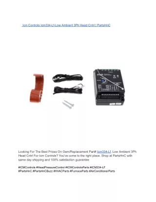 Icm Controls Icm334-Lf-Low Ambient 3Ph Head Cntrl _ PartsHnC