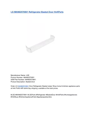 LG MAN62570801 Refrigerator Basket Door HnKParts