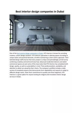 Best interior design companies in Dubai