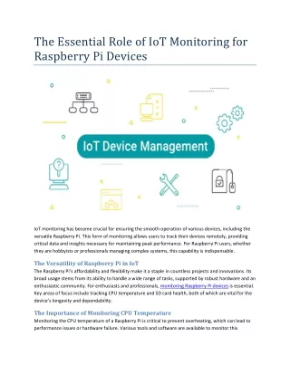 The Essential Role of IoT Monitoring for Raspberry Pi Devices