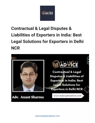 Contractual & Legal Disputes & Liabilities of Exporters in India - Google Docs