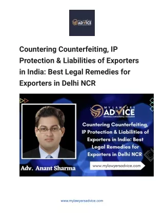 Countering Counterfeiting, IP Protection & Liabilities of Exporters in India - Google Docs