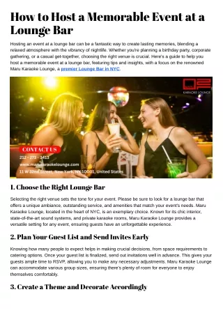 How to Host a Memorable Event at a Lounge Bar