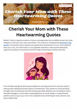 Cherish Your Mom with These Heartwarming Quotes