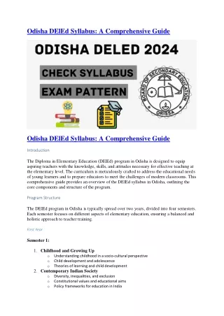 Odisha DElEd syllabus