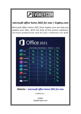 microsoft office home 2021 for mac  Evgkey.com