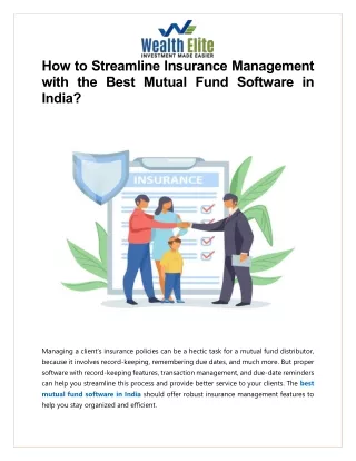 How to Streamline Insurance Management with the Best Mutual Fund Software in India