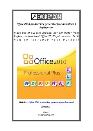 Office 2010 product key generator free download  Evgkey.com