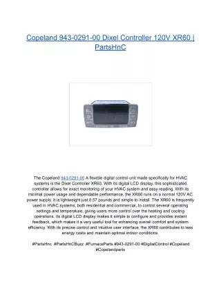 Copeland 943-0291-00 Dixel Controller 120V XR60 _ PartsHnC