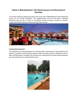 Hotels in Mahabaleshwar with Swimming pool Recreational Activities (1)