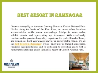 Best Resort in Ramnagar