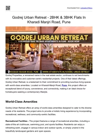 Godrej Urban Retreat - 2BHK & 3BHK Apartments In Kharadi Manjri Road, Pune
