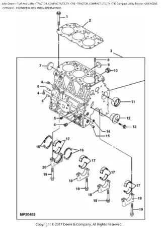 John Deere 790 Compact Utility Tractor Parts Catalogue Manual (PC2732)