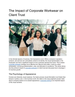 The Impact of Corporate Workwear on Client Trust