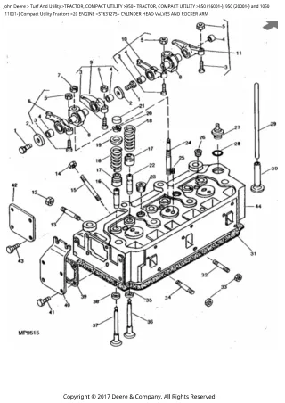 John Deere 850 (16001-), 950 (20001-) and 1050 (11001-) Compact Utility Tractor Parts Catalogue Manual (PC2016)