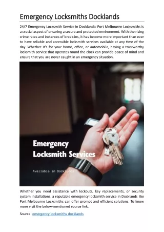 Emergency Locksmiths Dockland1