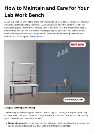 How to Maintain and Care for Your Lab Work Bench