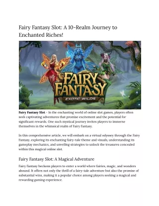 Fairy Fantasy Slot_ A 10-Realm Journey to Enchanted Riches!