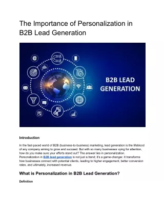 The Importance of Personalization in B2B Lead Generation