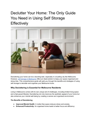 Declutter Your Home: The Only Guide You Need in Using Self Storage Effectively