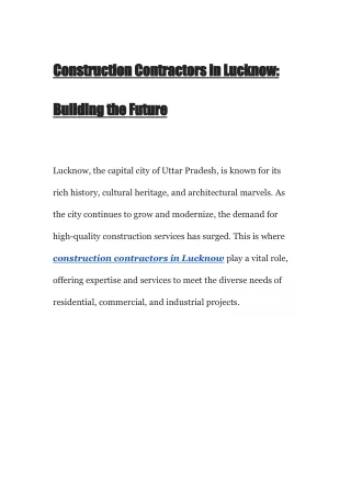 Construction Contractors in Lucknow_ Building the Future