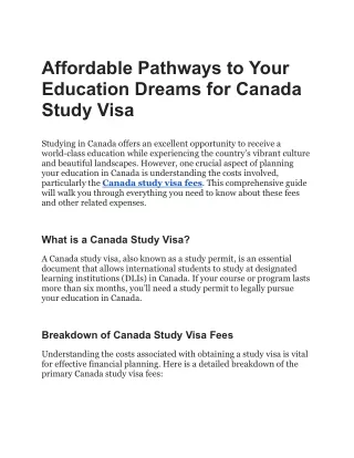 _Canada study visa fees