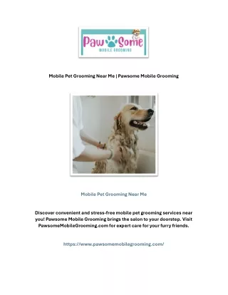 Mobile Pet Grooming Near Me | Pawsome Mobile Grooming