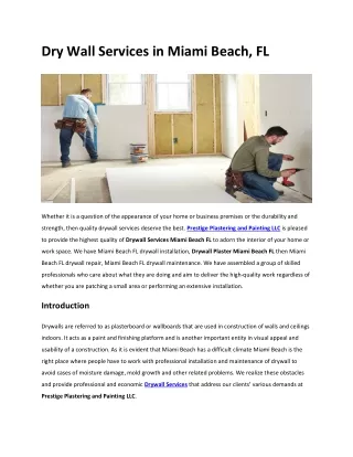 Dry Wall Services in Miami Beach