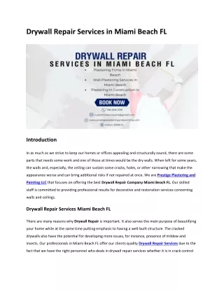 Drywall Repair Services in Miami Beach FL