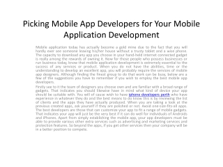 Picking Mobile App Developers for Your Mobile Application