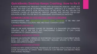 Fix QuickBooks Desktop Crashing Issues