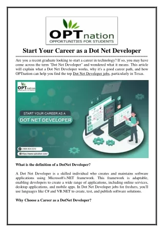 Start Your Career as a Dot Net Developer