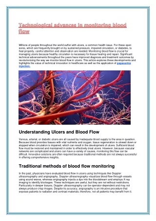 Technological advances in monitoring blood flow