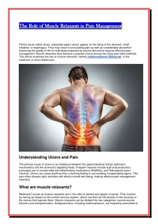 The Role of Muscle Relaxants in Pain Management