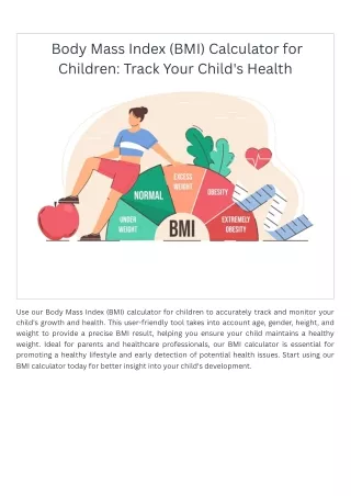 Body Mass Index (BMI) Calculator for Children Track Your Child's Health