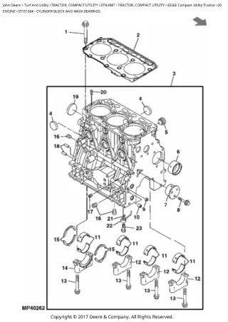 John Deere 3036E Compact Utility Tractor Parts Catalogue Manual (PC9798)