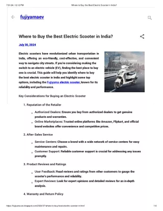 Where to Buy the Best Electric Scooter in India_