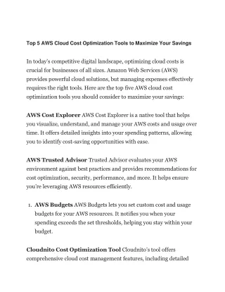 Top 5 AWS Cloud Cost Optimization Tools to Maximize Your Savings