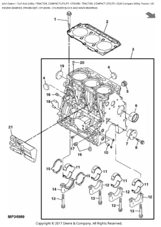 John Deere 3320 Compact Utility Tractor Parts Catalogue Manual (PC9393)