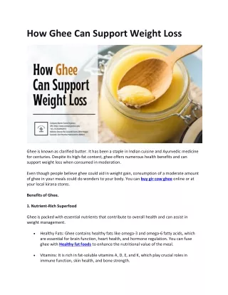 How Ghee Can Support Weight Loss