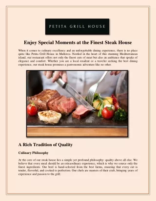 Enjoy Special Moments at the Finest Steak House